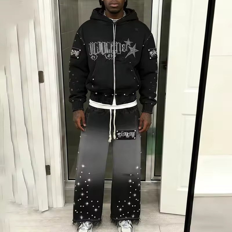 Streetwear Washed Tracksuit Men