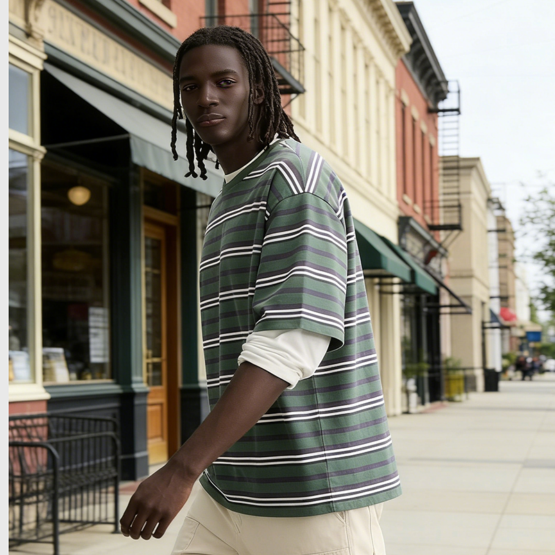 Striped Drop Shoulder T-Shirt