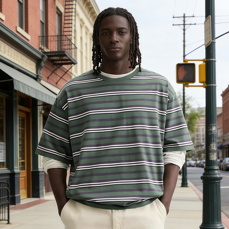 Striped Drop Shoulder T-Shirt