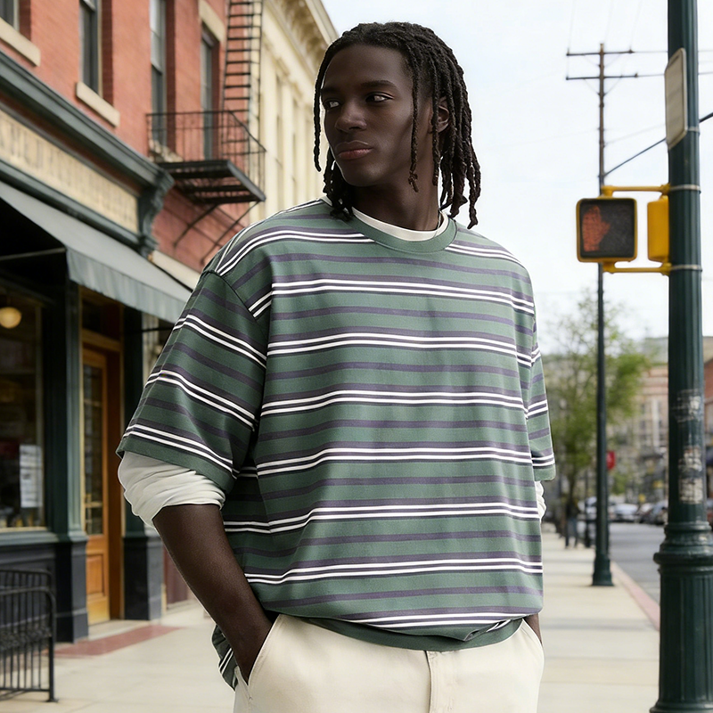 Striped Drop Shoulder T-Shirt