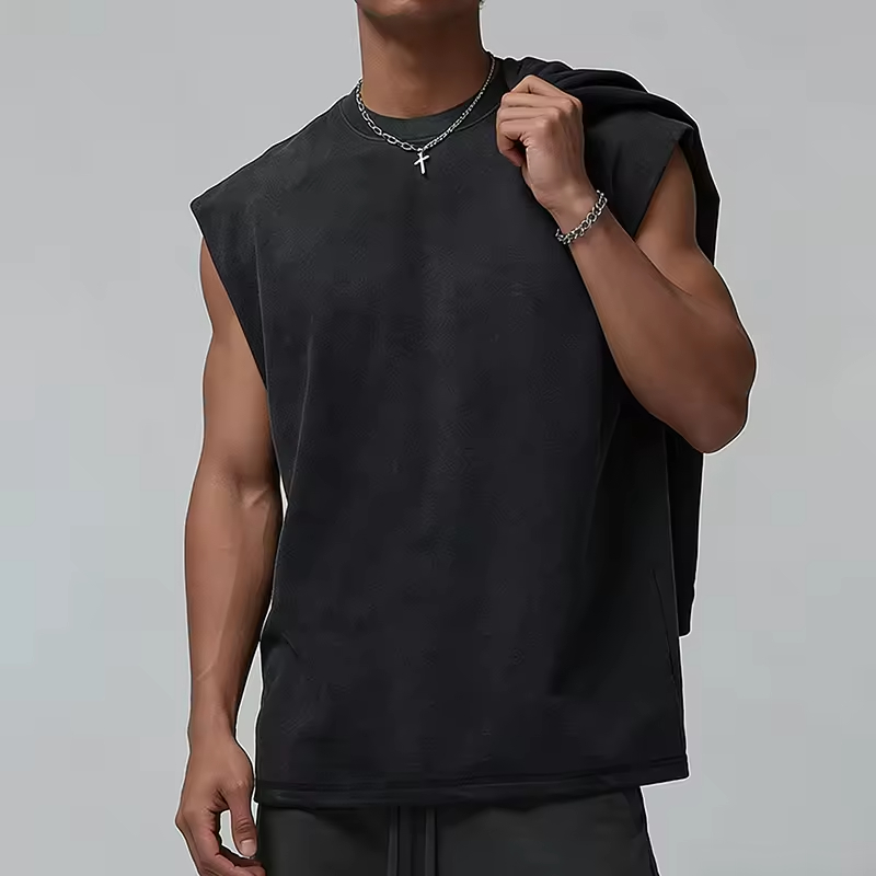 Street Style Solid Green Relaxed Fit Sleeveless T Shirt