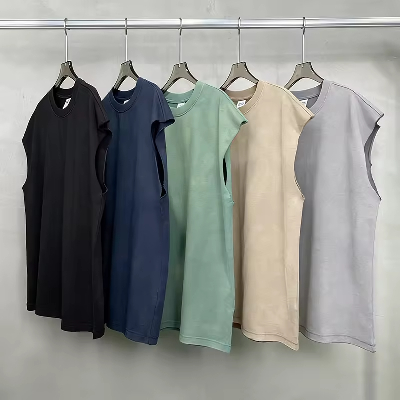 Street Style Solid Green Relaxed Fit Sleeveless T Shirt