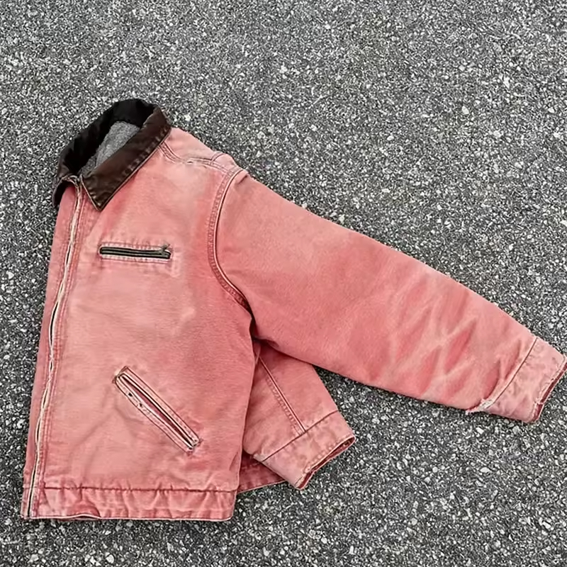 Vintage Washed Cropped Zip Workwear Jacket