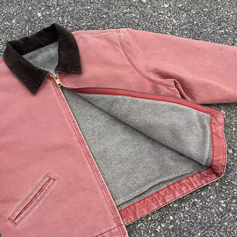Vintage Washed Cropped Zip Workwear Jacket