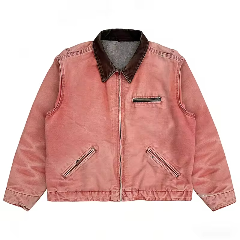 Vintage Washed Cropped Zip Workwear Jacket
