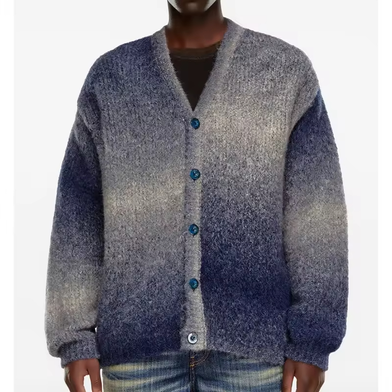 V-Neck Gradient Sweater Cardigan