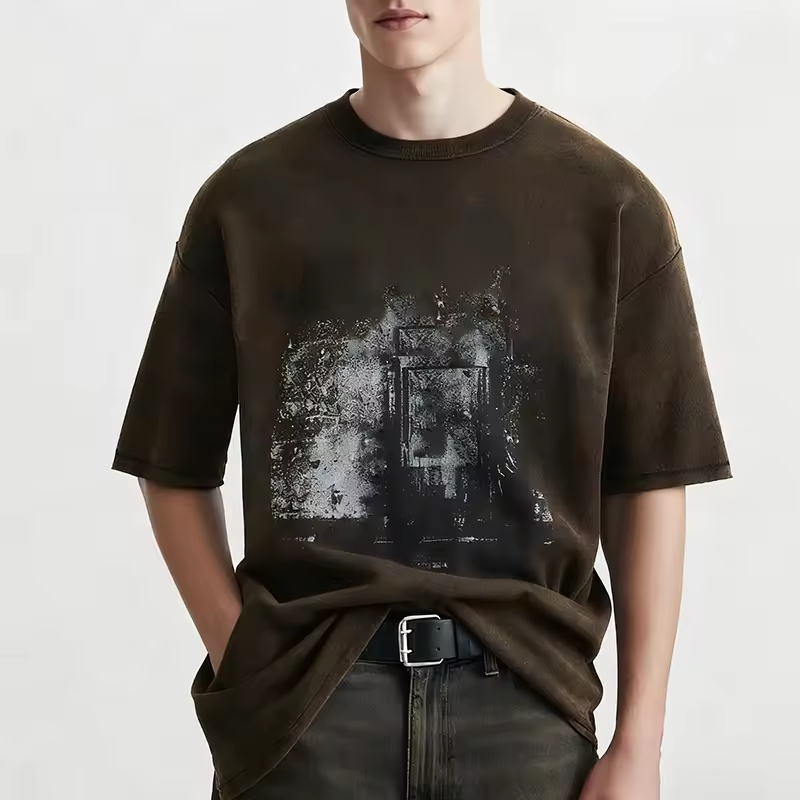 Print Vintage Wash Street Graphic T Shirt