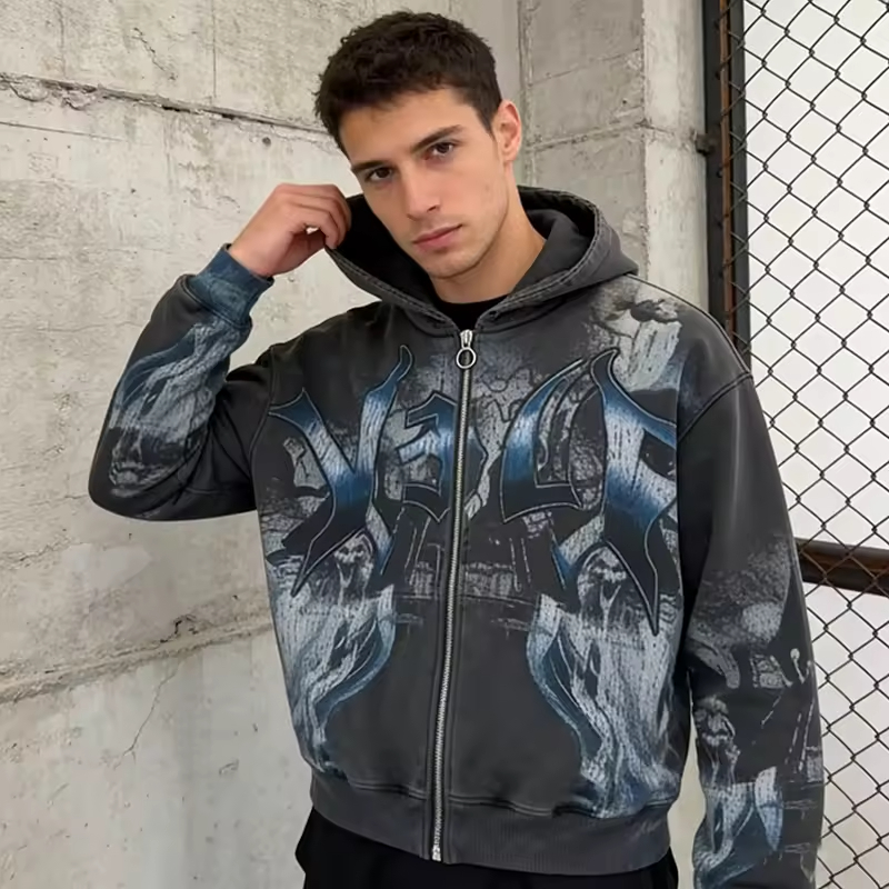 Zip up Vintage Streetwear Hoodie