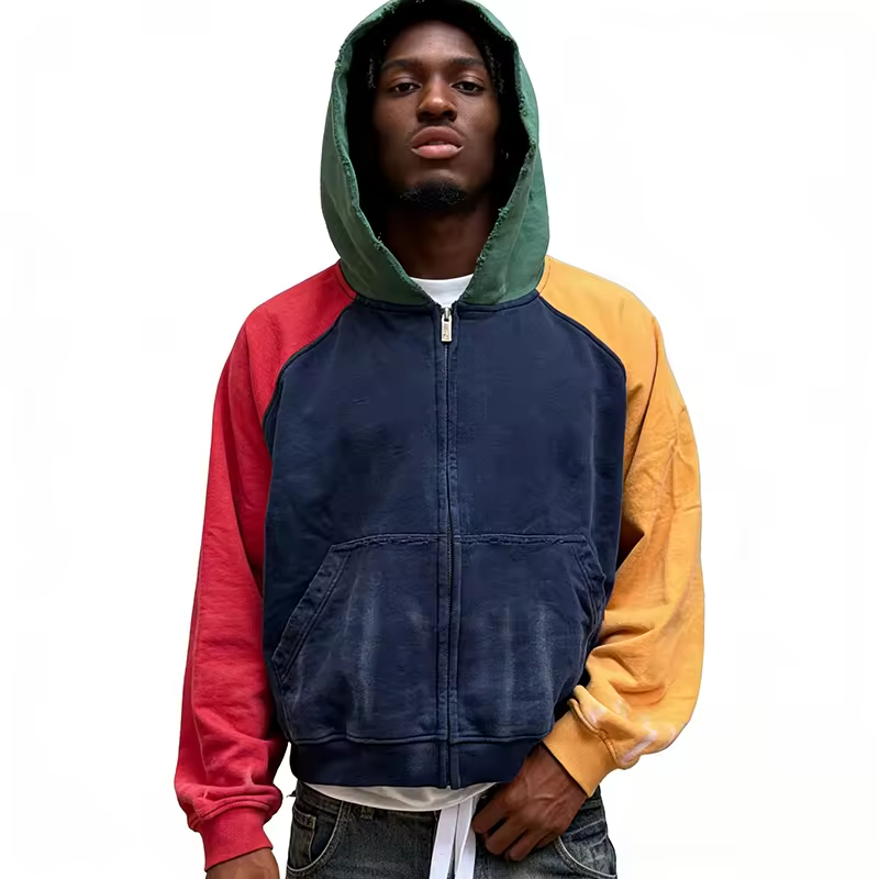Color Block Street Zip Up Hoodie