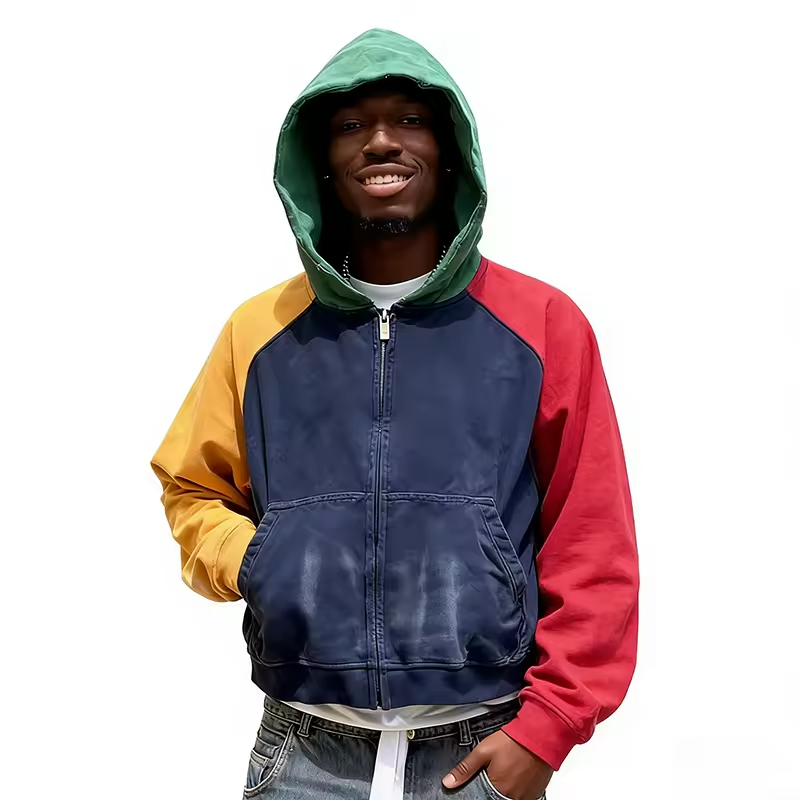 Color Block Street Zip Up Hoodie