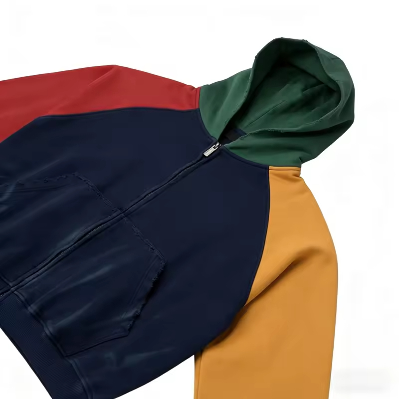 Color Block Street Zip Up Hoodie