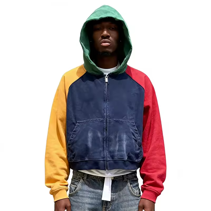 Color Block Street Zip Up Hoodie
