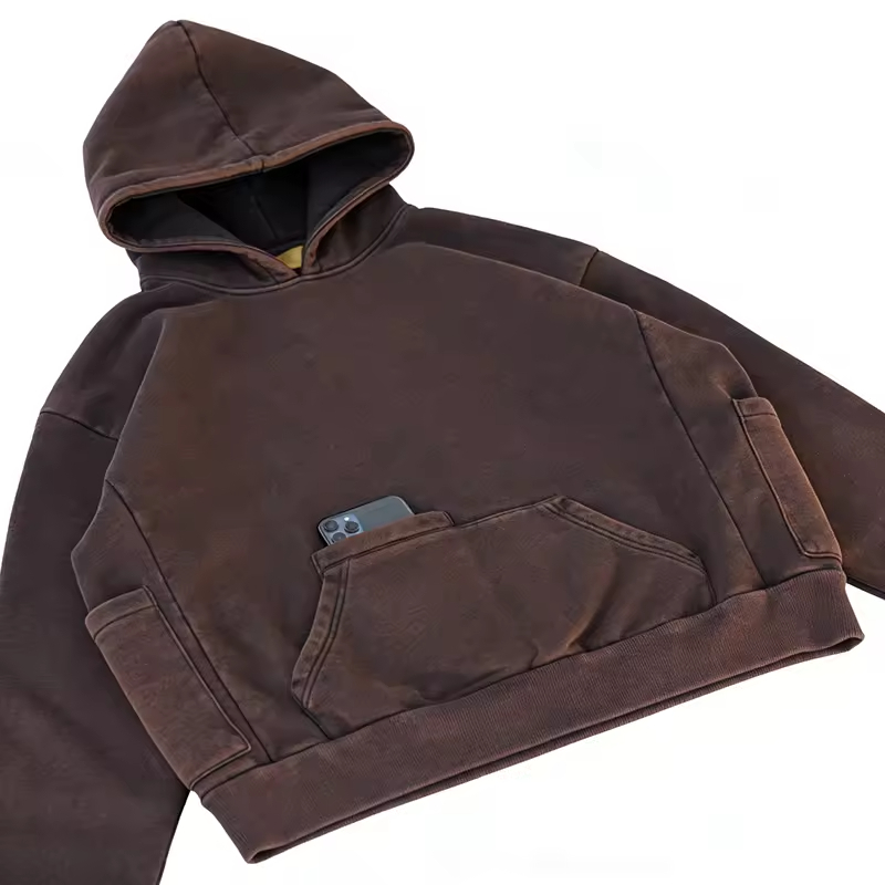 Solid Color Relaxed Fit Street Pullover Hoodie