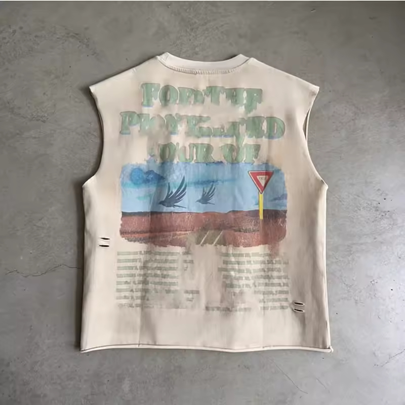 Distressed Dtg Printing Tank Top