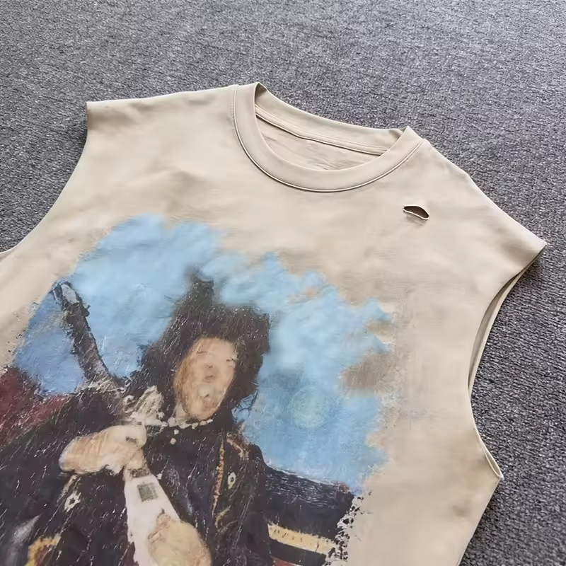 Distressed Dtg Printing Tank Top