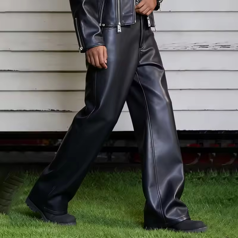 Wide Leg Baggy Faux Pu Leather Pants