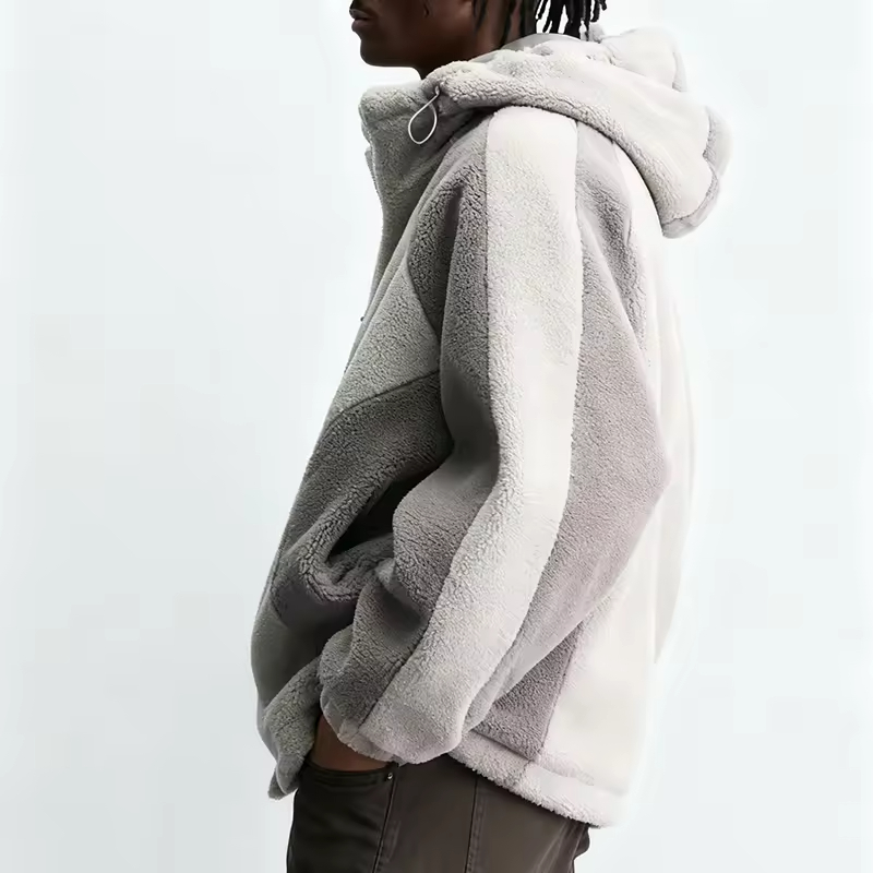 Sherpa Fleece Zip Cozy Colorblock Jacket