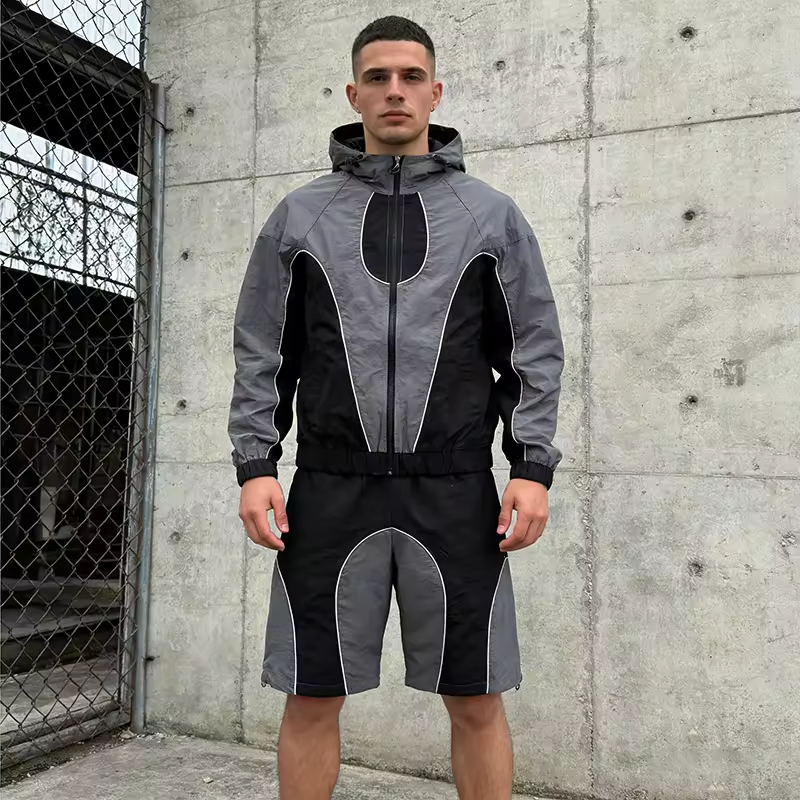 Track Zip up Jacket and Shorts Set Mens