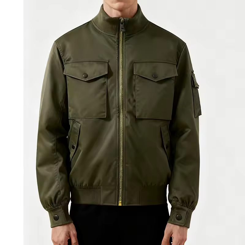 Bomber Utility Jacket with Chest Flap Pockets