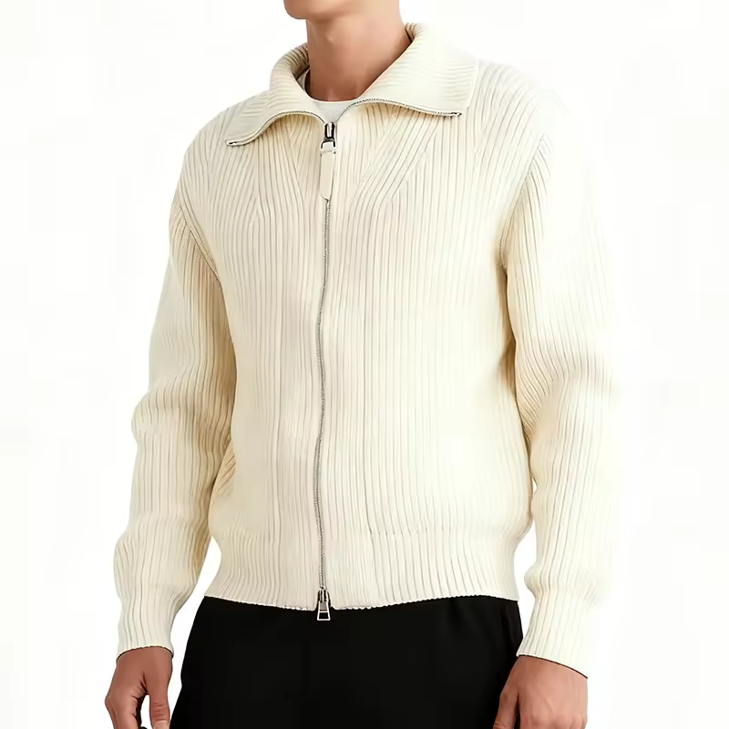 Luxury Casual Men's Zip Knit Cardigan Sweater