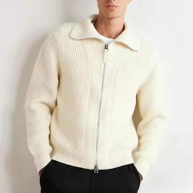 Luxury Casual Men's Zip Knit Cardigan Sweater