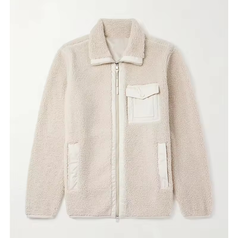 Soft Fleece Cream Casual Zip Jacket