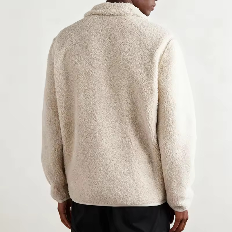 Soft Fleece Cream Casual Zip Jacket