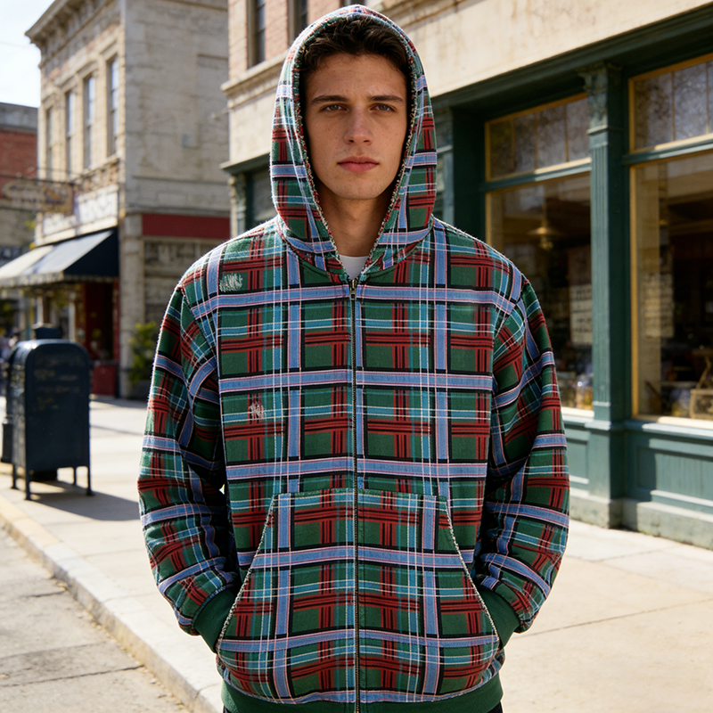 Plaid Boxy Hoodies