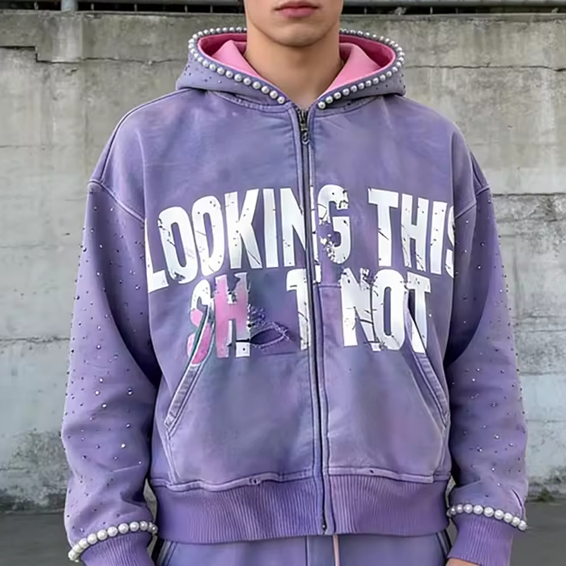 Rhinestone Hoodie Men