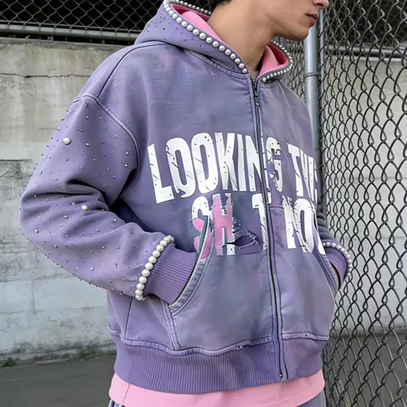 Rhinestone Hoodie Men