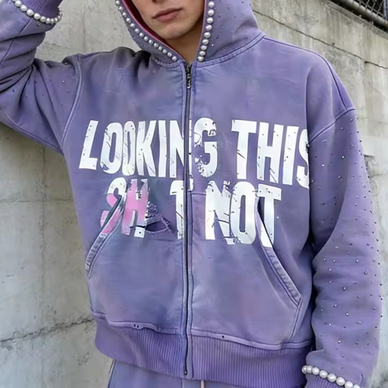 Rhinestone Hoodie Men