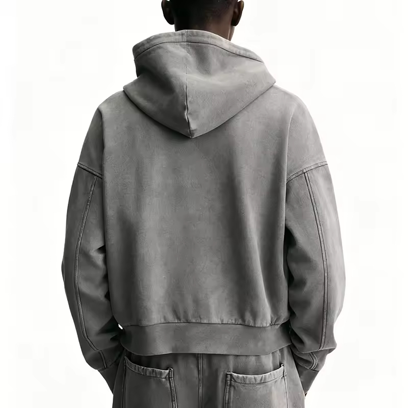 Oversized Casual Classic Zip-Up Washed Hoodie