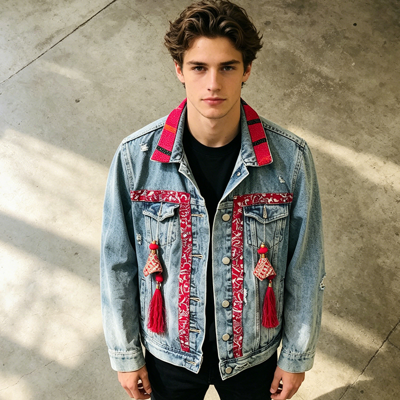 Fringed denim jacket