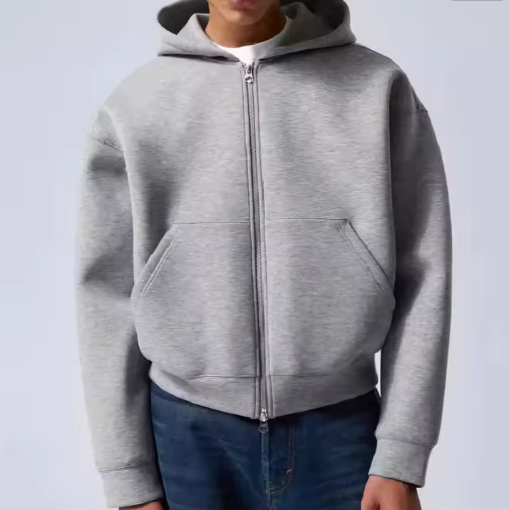 Classic Zip Hoodie in Light Grey for Simple and Casual Looks