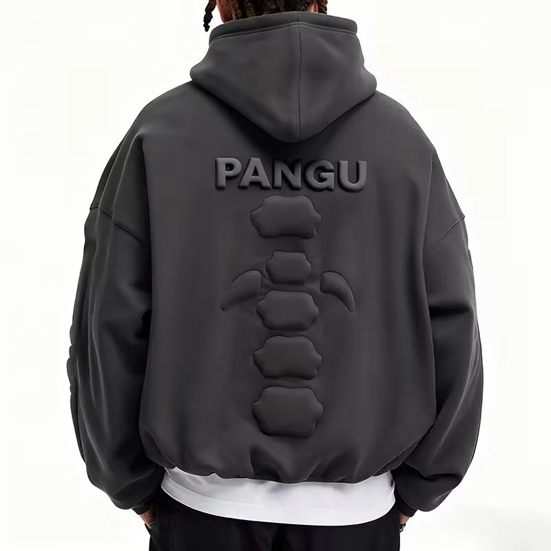 Oversized Hoodie with Floral Embossed Back