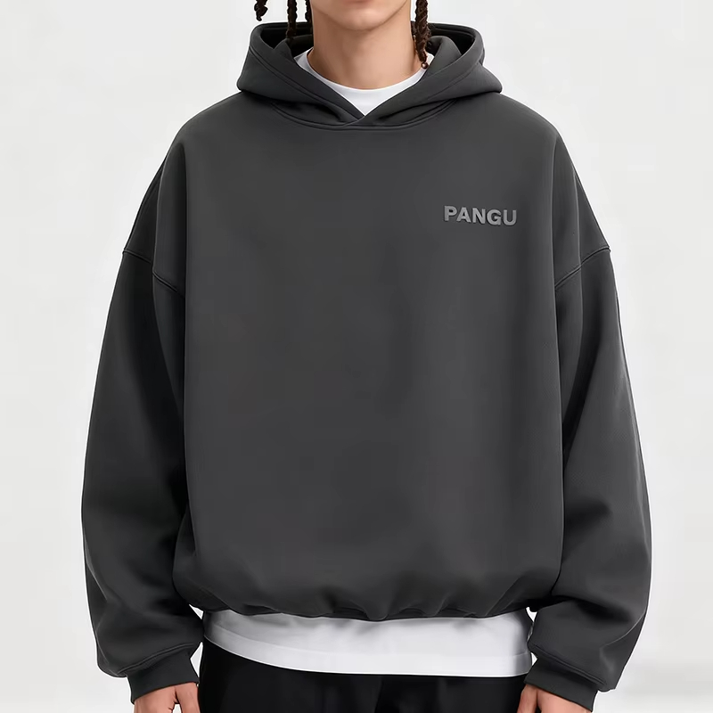 Oversized Hoodie with Floral Embossed Back
