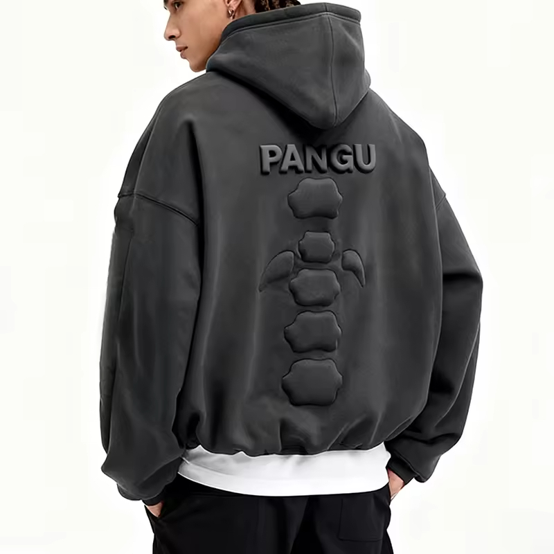 Oversized Hoodie with Floral Embossed Back