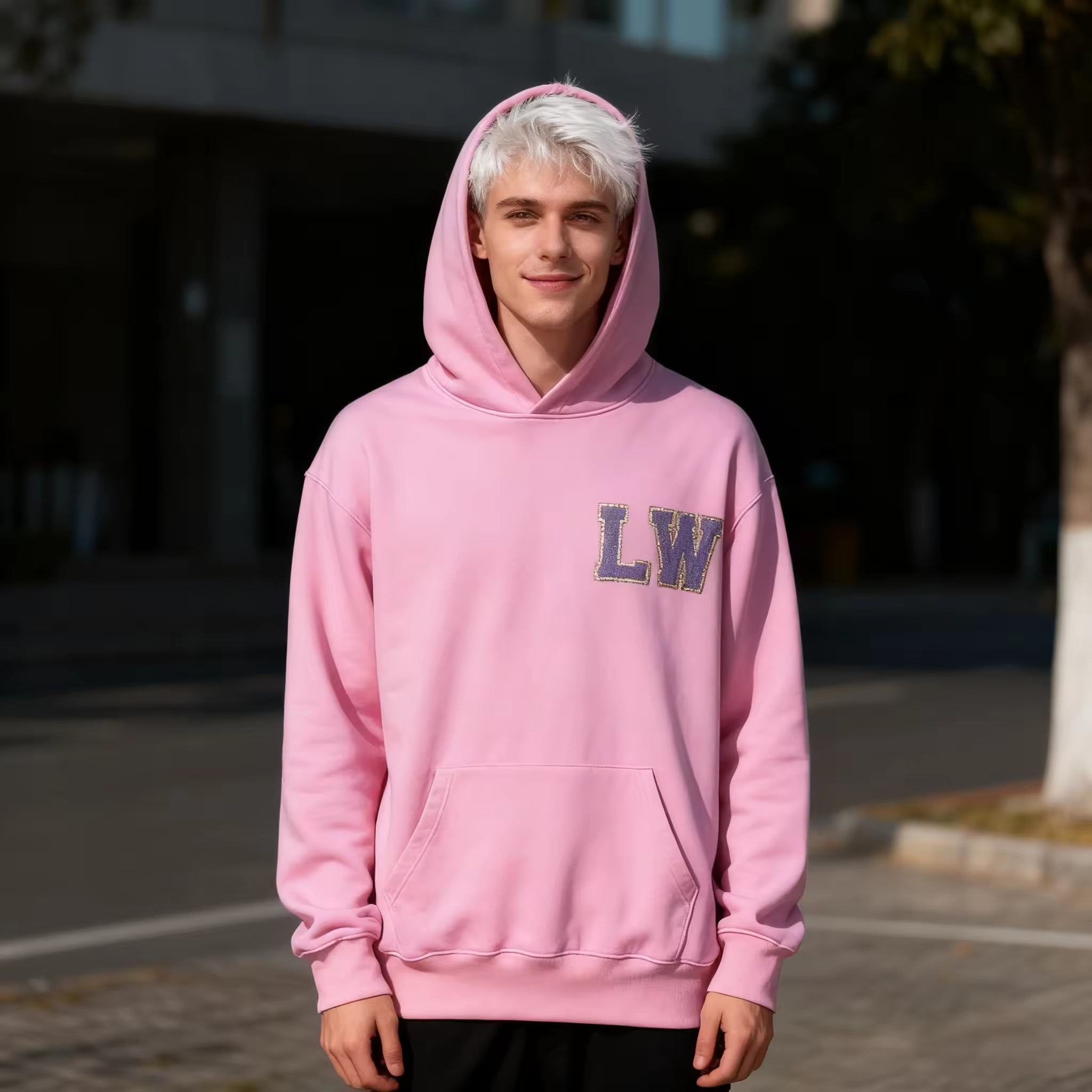 Stylish Pink Hoodie with Embroidery Logo for Casual Wear