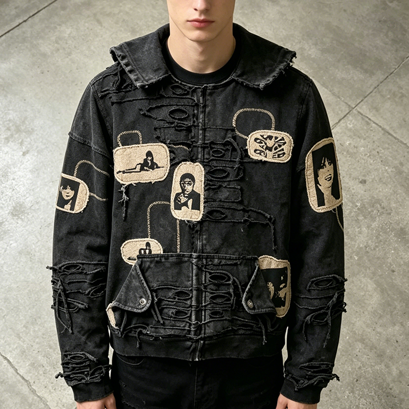 Canvas Patch Denim Jacket