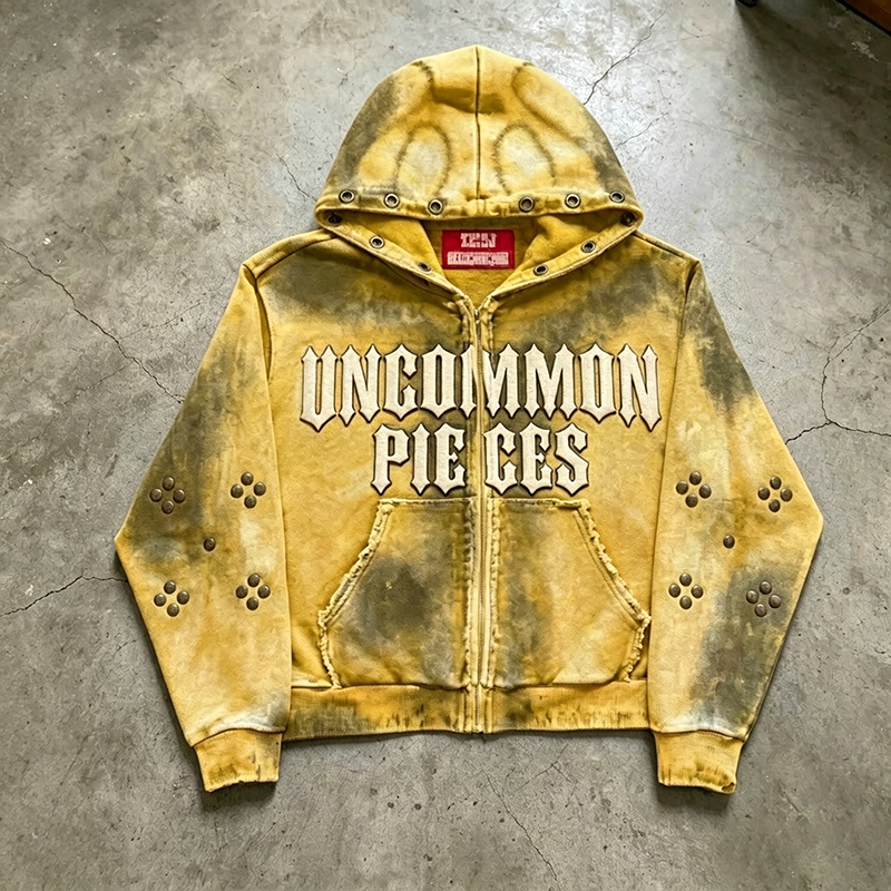 Sulfur Wash Studded Eyelet  Hoodie