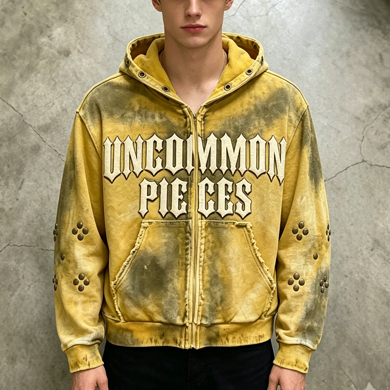 Sulfur Wash Studded Eyelet  Hoodie