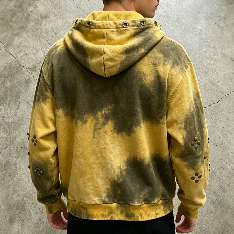 Sulfur Wash Studded Eyelet  Hoodie