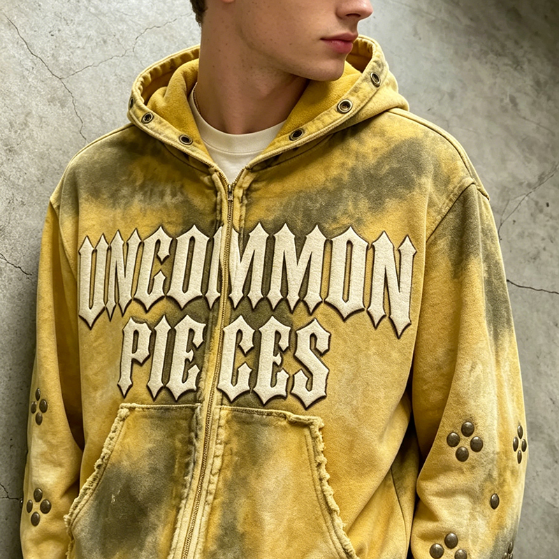 Sulfur Wash Studded Eyelet  Hoodie