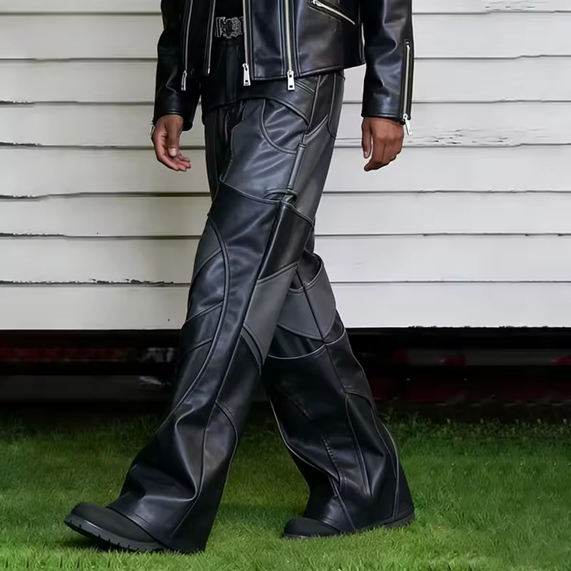 High Quality Wide Leg Leather Pants