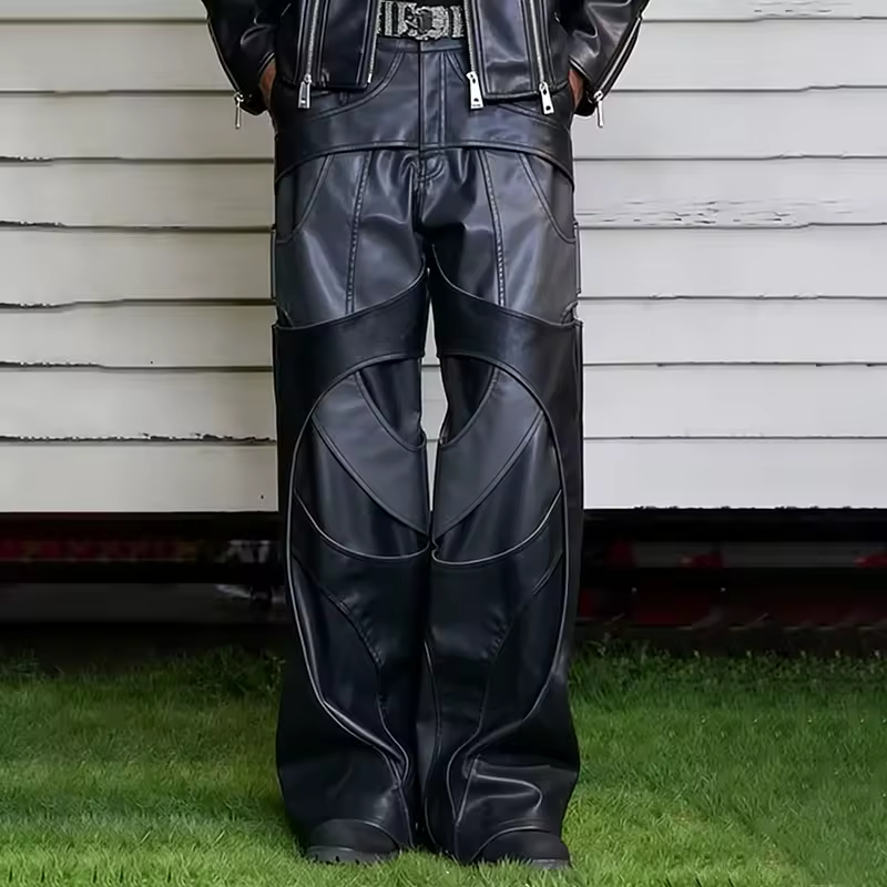High Quality Wide Leg Leather Pants