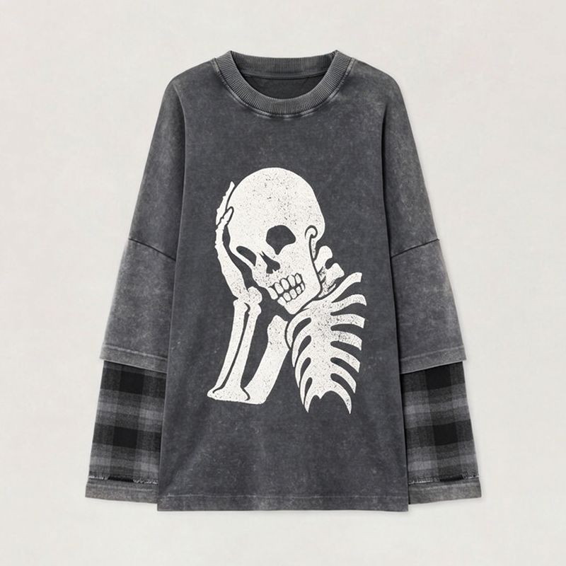 Skeleton Graphic Long Sleeve TShirt