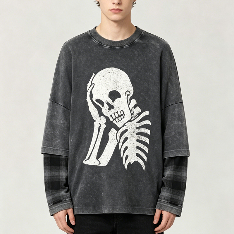 Skeleton Graphic Long Sleeve TShirt