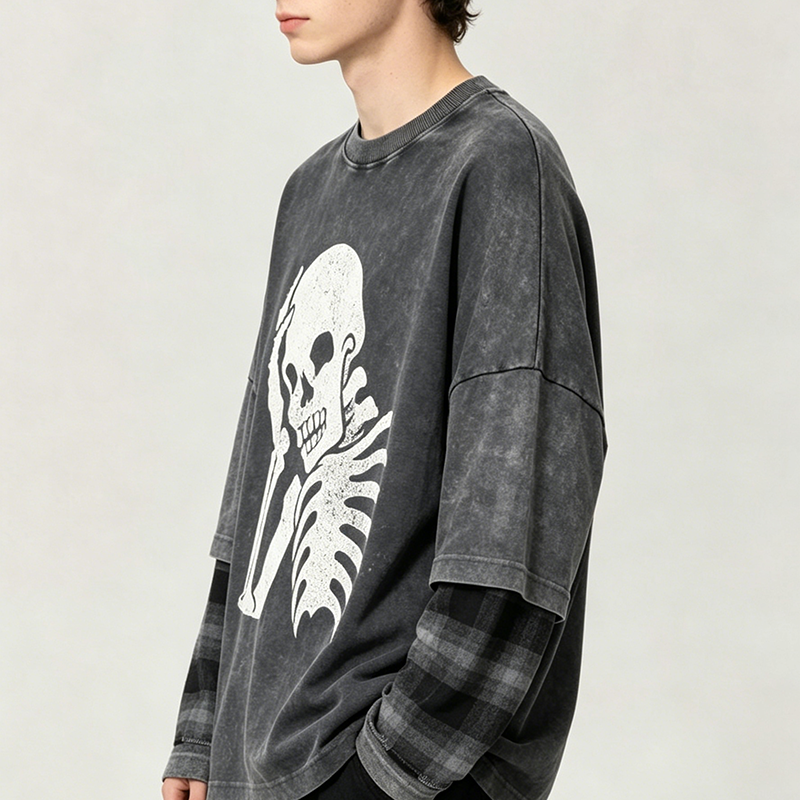 Skeleton Graphic Long Sleeve TShirt