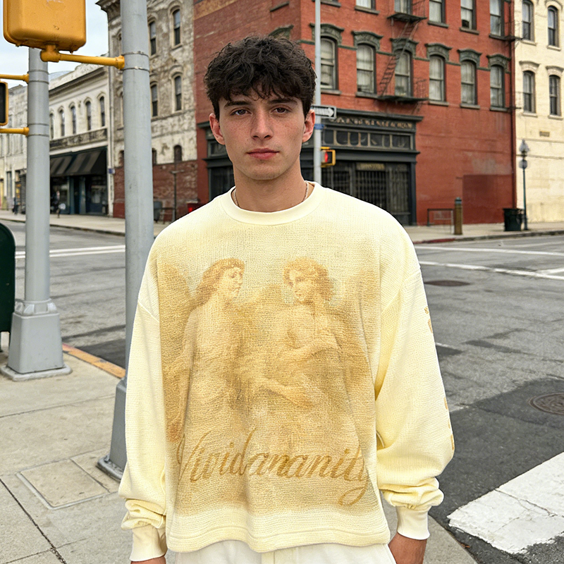 Waffle Knit Long Sleeve T-Shirts