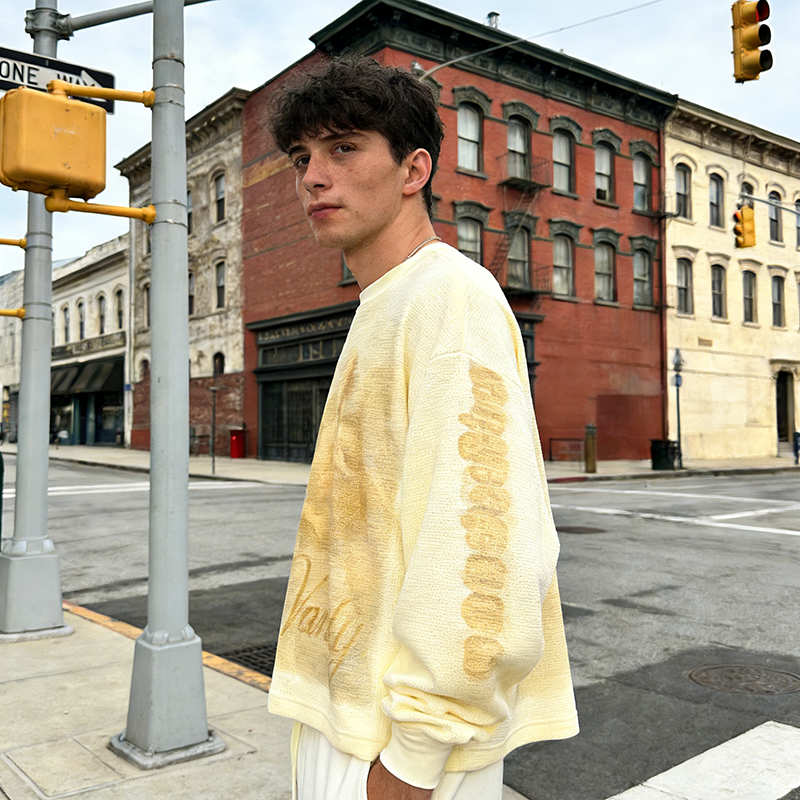 Waffle Knit Long Sleeve T-Shirts